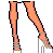 Pixel art contact sheet showing a 4x3 grid of animated frames featuring a cartoon woman with long brown hair, pink heart-patterned top, white shorts, and high-heeled shoes alongside colorful text phrases.