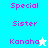 Pixelated text and star icons on cyan and white backgrounds with pink lettering.