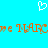 A static image with a bright cyan background features a white pixelated heart symbol at the top center and orange pixelated text below it.