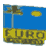 Blue sky background with yellow sun and palm tree above 'EURO' text on a yellow field, showing multiple angled views of the same scene.