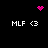 Pixel art icon with four identical text blocks and three pink pixel clusters on black background, showing animation changes in cluster positions.