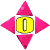 Animated sequence of a yellow circular icon with vertical white bar, surrounded by pink diamond-shaped elements that change position and color across frames.