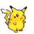 A 4x4 contact sheet of pixelated Pikachu animation frames showing various poses and expressions against a gray background.