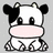 Pixelated cow icon with black-and-white patches, pink nose, and red text overlays reading "It's a cow!!!" in various positions.