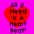 Red heart shape with black text 'All u Need Is A Heart Beat!' on bright pink background, four identical static views arranged in a