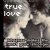 Animated sequence showing a couple kissing with 'true love' text, where the letter 'o' in 'love' changes color from white to orange across frames.