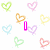 A static image with a white background covered in small, multicolored heart outlines. Prominent text elements include 'I', '<3', and 'u!' in various colors.