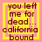 Pixelated text on yellow background with pink border reads "you left me for dead... california bound" in four identical