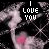 Animated contact sheet of a pixelated dog face with changing text overlays across five frames, showing sequential text progression from "I LOVE YOU" to "IS THAT okay?".
