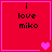 Red square icon with pink border displaying "i love miko" text and changing heart symbols