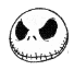 Six circular black-and-white cartoon faces with stitched mouths and varying eye shapes arranged in two on a gray background