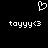 Pixelated white heart symbol above two identical text strings on black background.