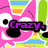 Pixelated pink cartoon dog with large eyes and black nose, set against colorful striped background, displaying sequential text phrases.