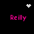 Pixelated pink text 'Reilly' appears in four quadrants on a black background, with white pixelated heart and starburst symbols at top center and top right.