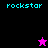 Pixelated 'rockstar' text and star icons on black, purple, and pink backgrounds with color variations.