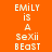 Animated sequence of orange and pink displaying text 'EMILY is A sexii BEAST' with varying background colors and text highlighting