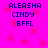 Pixelated text on a bright pink background with red star shapes, showing four identical of text arranged in a pattern