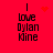 Red background with black text reading 'I love Dylann Kine' and animated red heart or star symbols above the 'I'.