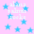 Light pink background with scattered blue stars and repeated white text reading "alana salini rocks" in a pixelated font.