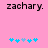 Pink background with black text 'zachary.' at top and five blue pixelated star icons below, two versions differ in star arrangement.