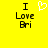 Yellow background with black text reading "I Love Bri" and a white pixelated heart symbol above the word "Love", displayed in two identical static frames.