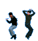 Four of a person in dark top and light pants performing dynamic poses against gray background