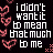 Pixelated text reads 'i didn't want it to mean that much to me' in white block letters on black background with pink heart symbols along left edge.