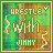 Pixelated green and brown background with "WRESTLE WITH JIMMY" text in yellow, surrounded by a light green border.
