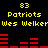 Yellow text and red bar graphs on black background with repeated 'Patriots' and 'Wes Welker' labels, numbers '83', and animated bar graph changes.
