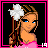 Pixelated cartoon character with brown hair and white flower in black frame on pink background, text "I want to be the reason U smile" across four sections of a 2x2 contact sheet layout.