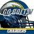 Four sports team logos arranged in a : Chargers helmet, Cavaliers basketball, Cowboys star, Celtics shamrock