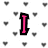 Pixelated icon with 'I' in pink, yellow heart symbol, and 'You!' in teal text on white background with gray hearts.