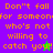 Pixelated text on colored backgrounds with small green and purple pixel clusters near the exclamation mark.