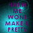 Pixelated text reads 'HATIN ME WONT MAKE U PRETTY' in purple letters on a teal gradient background with subtle light effects.