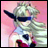Pixelated anime-style character with blonde hair and dark sunglasses on left, alongside pixelated text "Anime IM" and "com" on black background right.
