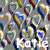 A pixelated static image with a dense arrangement of colorful abstract shapes and patterns, including spirals, curves, and scattered dots in blue, yellow, red, green, purple, and white hues.