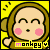 Pixelated monkey with closed eyes, pink cheeks, and brown hooded clothing on yellow background; text 'monkey' below in mixed colors.