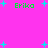 Bright pink background with scattered cyan plus signs and four instances of green text reading 'Erika' in pixelated font.