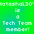 Green gradient background with white pixelated text reading 'Hatashal30' is a Tech Team member! repeated twice in a