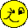 A 3x2 contact sheet of five pixelated yellow smiley face icons with varying expressions and features, displayed on a gray background.