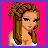 Pixel art of a female character with brown hair and blue eyes in white attire against pink background, showing full body view.