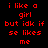 Red pixelated text on black background reads "i like a girl but idk if se likes me" in two identical vertical