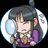 Pixelated anime-style character with dark hair in a ponytail holding a magnifying glass, set against red background with text dialogue.