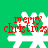 Green background with four white snowflakes, each overlaid with red 'merry christmas' text in pixelated font.
