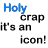 Animated contact sheet showing five frames of a text-based buddy icon with changing colors and partial text visibility.