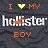 Two side-by-side pixelated text displays with 'I MY holister BOY' and a heart symbol changing from yellow to white.
