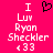A static pixel art image with a bright pink background displays white text and a black heart symbol arranged vertically.