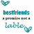 Teal heart symbols and text reading 'bestfriends a promise not a table' appear in a with subtle variations across frames