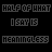 pixelated text animations on a black background, displaying 'HALF OF WHAT I SAY IS MEANINGLESS' with color shifts and partial text changes across frames