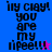 Pixelated text 'my clay! you are my nipee!!' with star symbols on blue and purple backgrounds, showing animation changes in punctuation and color.